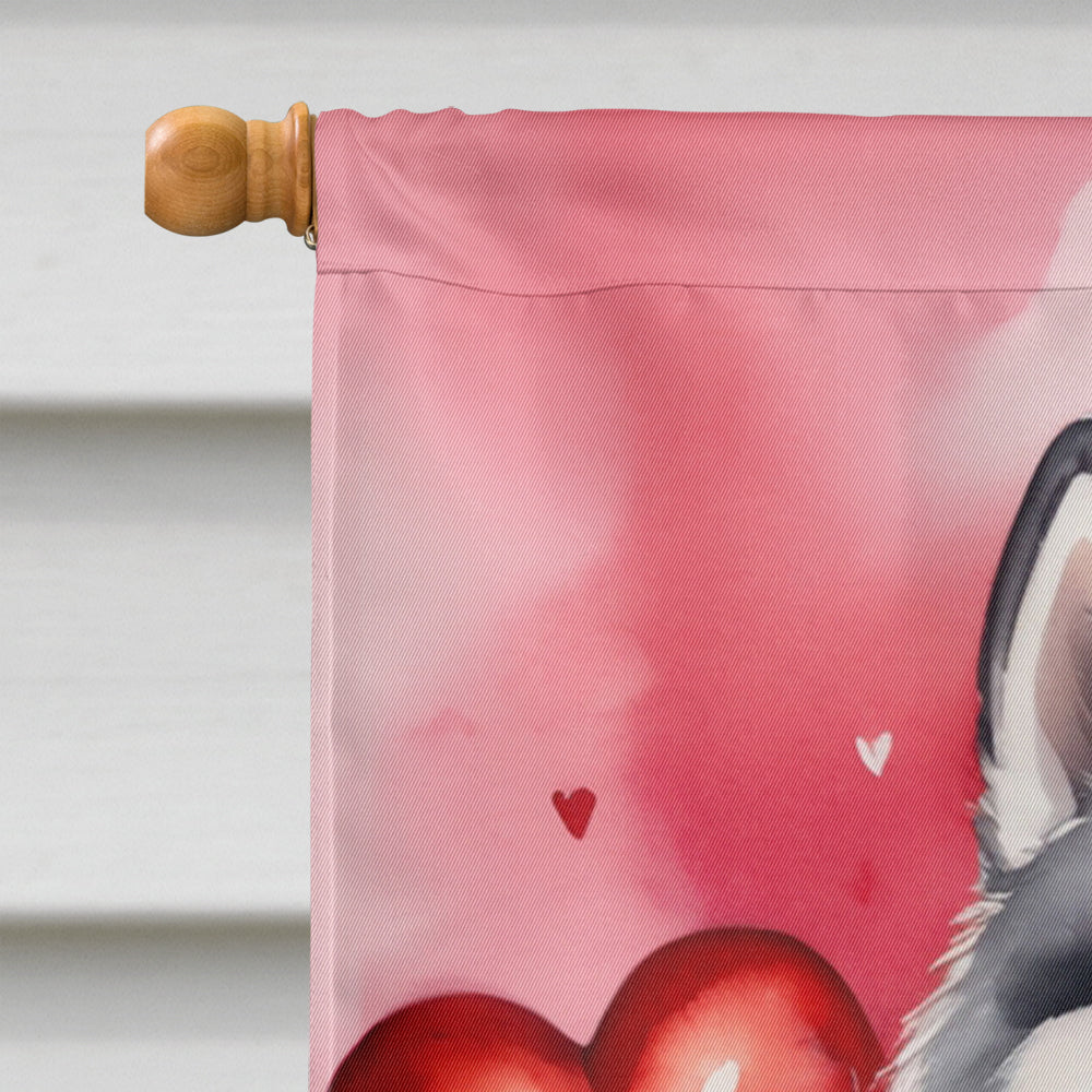 Alaskan Malamute My Valentine House Flag 28x40 Porch Sleeve Pole Decorative Outside Yard Banner Artwork Wall Hanging, Polyester