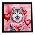 Alaskan Malamute My Valentine Framed Metal Print Bathroom, Kitchen, Office, Home Decor Wall Art Ready to Hang, Square, 8X8