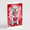 American Bulldog My Valentine Greeting Cards Pack of 8 Blank Cards with Envelopes Whimsical A7 Size 5x7