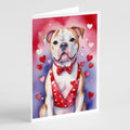 American Bulldog My Valentine Greeting Cards Pack of 8 Blank Cards with Envelopes Whimsical A7 Size 5x7