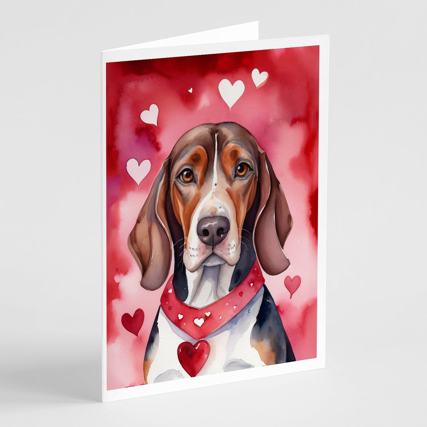 American English Coonhound My Valentine Greeting Cards Pack of 8 Blank Cards with Envelopes Whimsical A7 Size 5x7