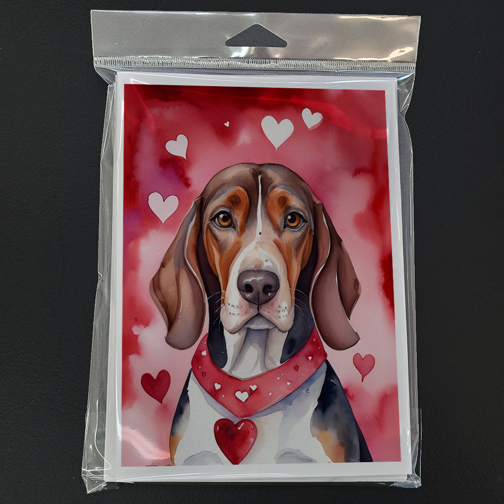 American English Coonhound My Valentine Greeting Cards Pack of 8 Blank Cards with Envelopes Whimsical A7 Size 5x7