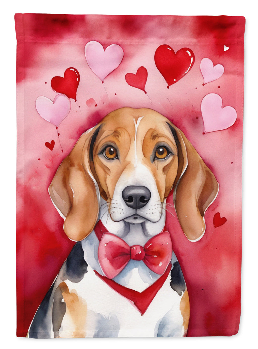 American Foxhound My Valentine House Flag 28x40 Porch Sleeve Pole Decorative Outside Yard Banner Artwork Wall Hanging, Polyester