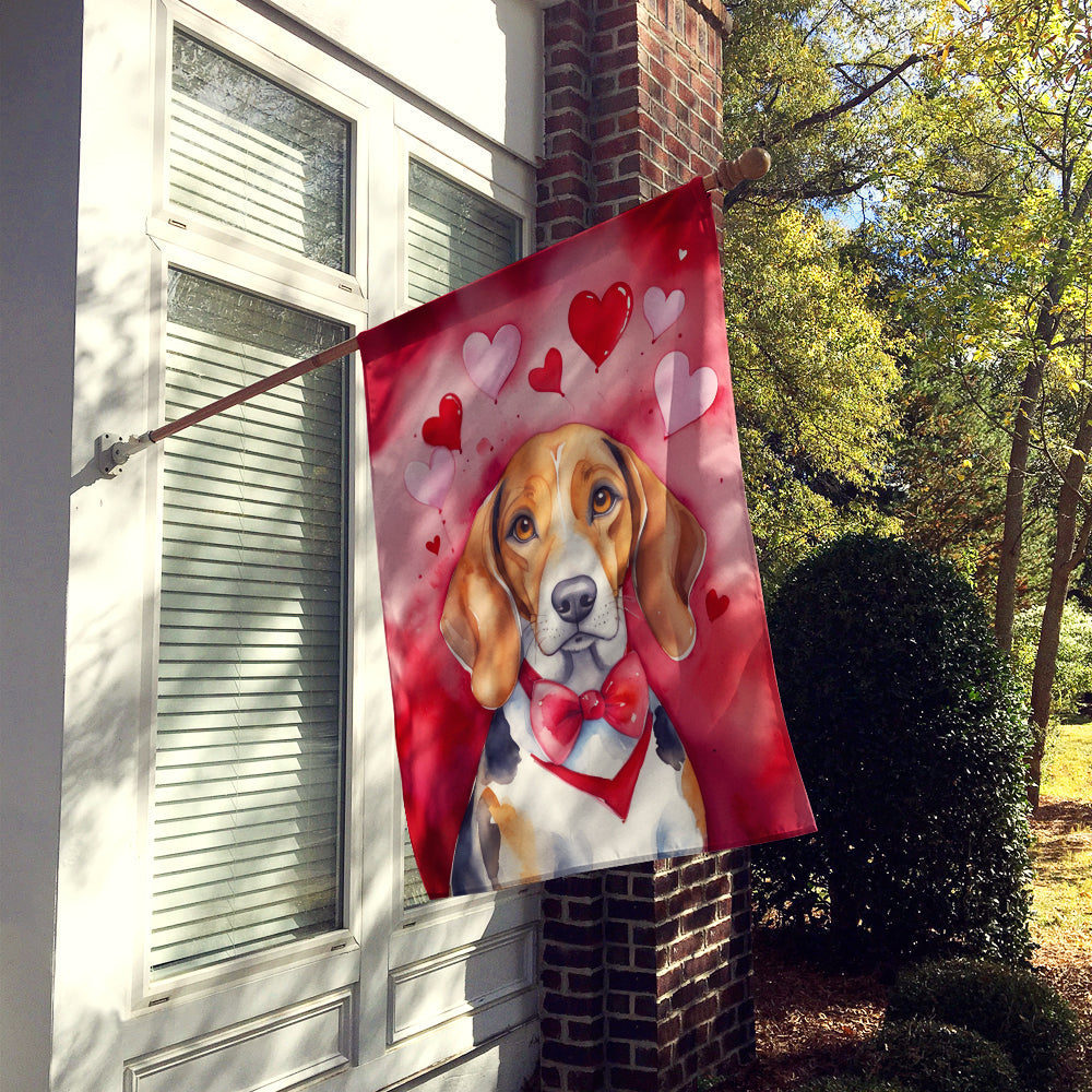 American Foxhound My Valentine House Flag 28x40 Porch Sleeve Pole Decorative Outside Yard Banner Artwork Wall Hanging, Polyester