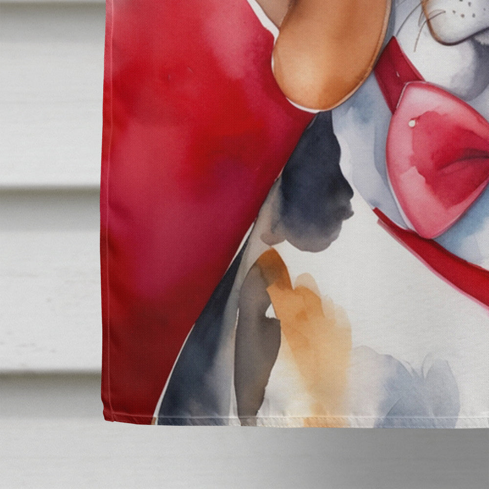 American Foxhound My Valentine House Flag 28x40 Porch Sleeve Pole Decorative Outside Yard Banner Artwork Wall Hanging, Polyester