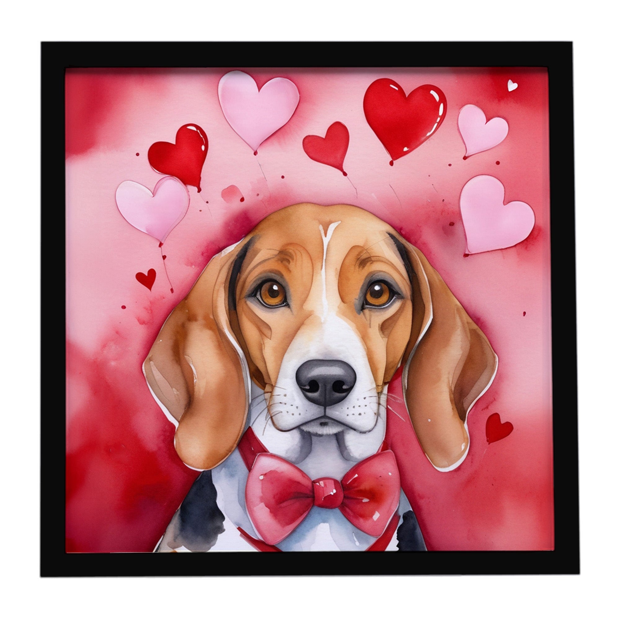 American Foxhound My Valentine Framed Metal Print Bathroom, Kitchen, Office, Home Decor Wall Art Ready to Hang, Square, 8X8