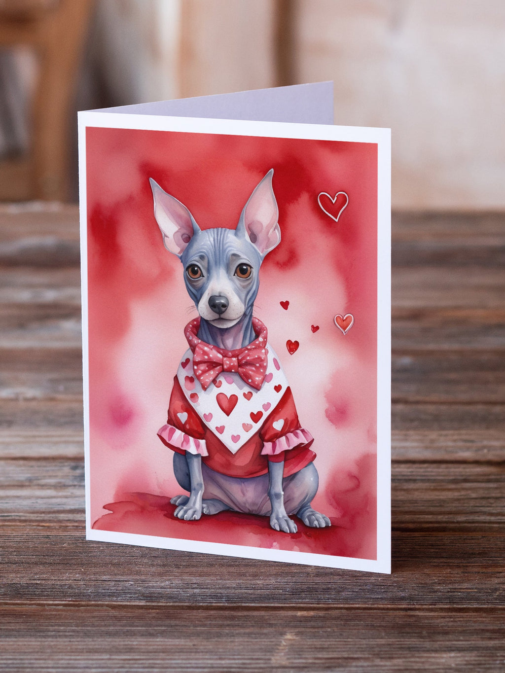 American Hairless Terrier My Valentine Greeting Cards Pack of 8 Blank Cards with Envelopes Whimsical A7 Size 5x7