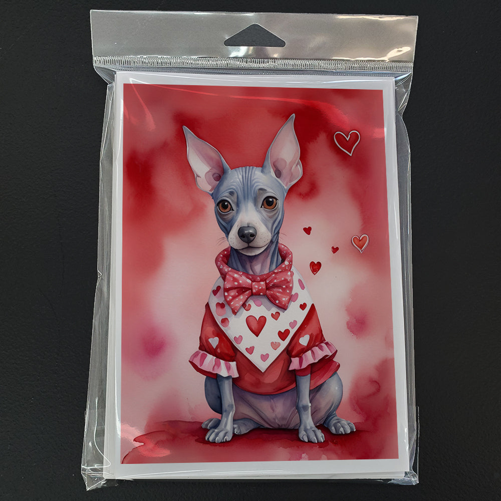 American Hairless Terrier My Valentine Greeting Cards Pack of 8 Blank Cards with Envelopes Whimsical A7 Size 5x7