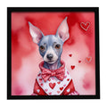 American Hairless Terrier My Valentine Framed Metal Print Bathroom, Kitchen, Office, Home Decor Wall Art Ready to Hang, Square, 8X8