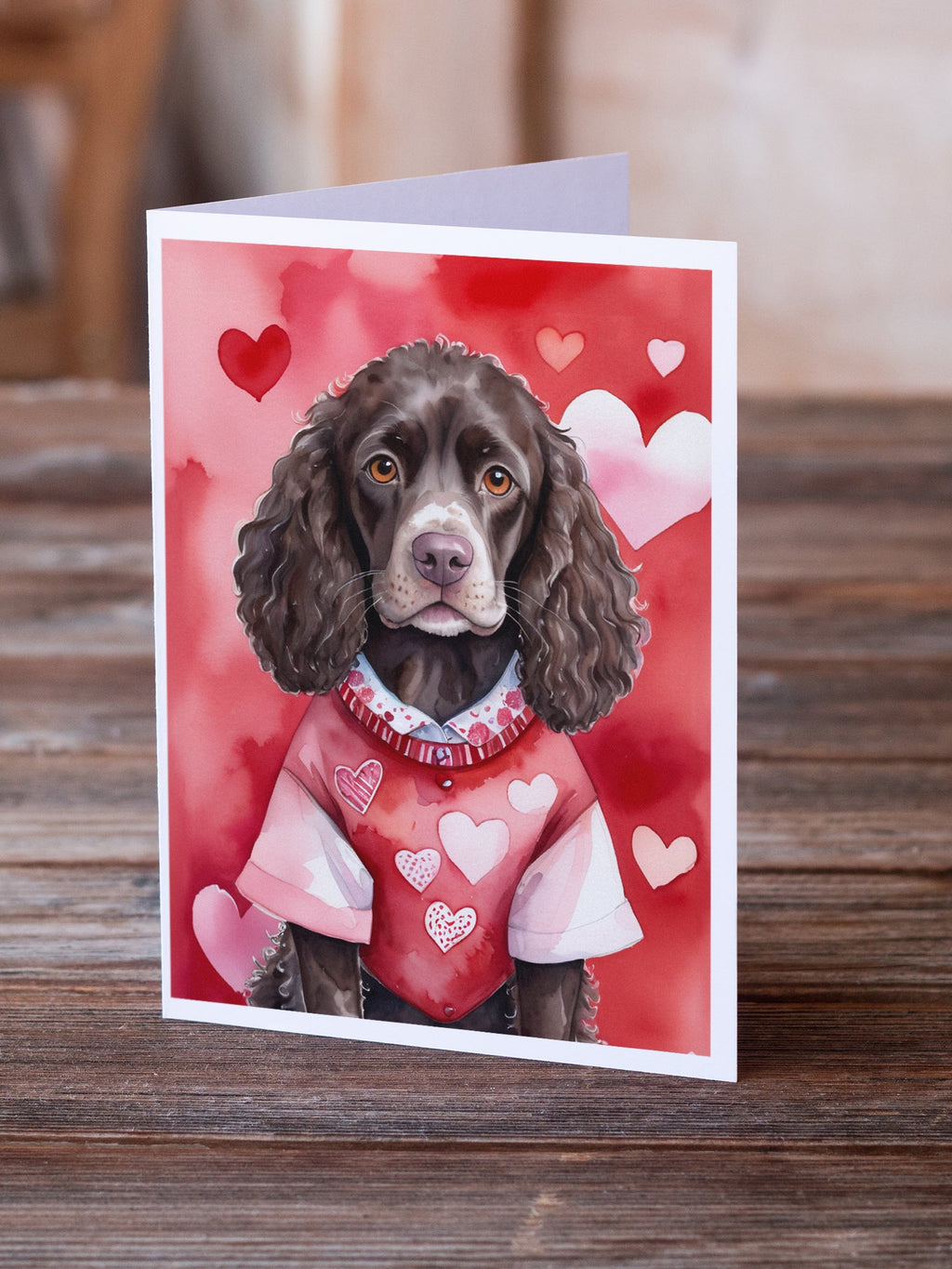 American Water Spaniel My Valentine Greeting Cards Pack of 8 Blank Cards with Envelopes Whimsical A7 Size 5x7