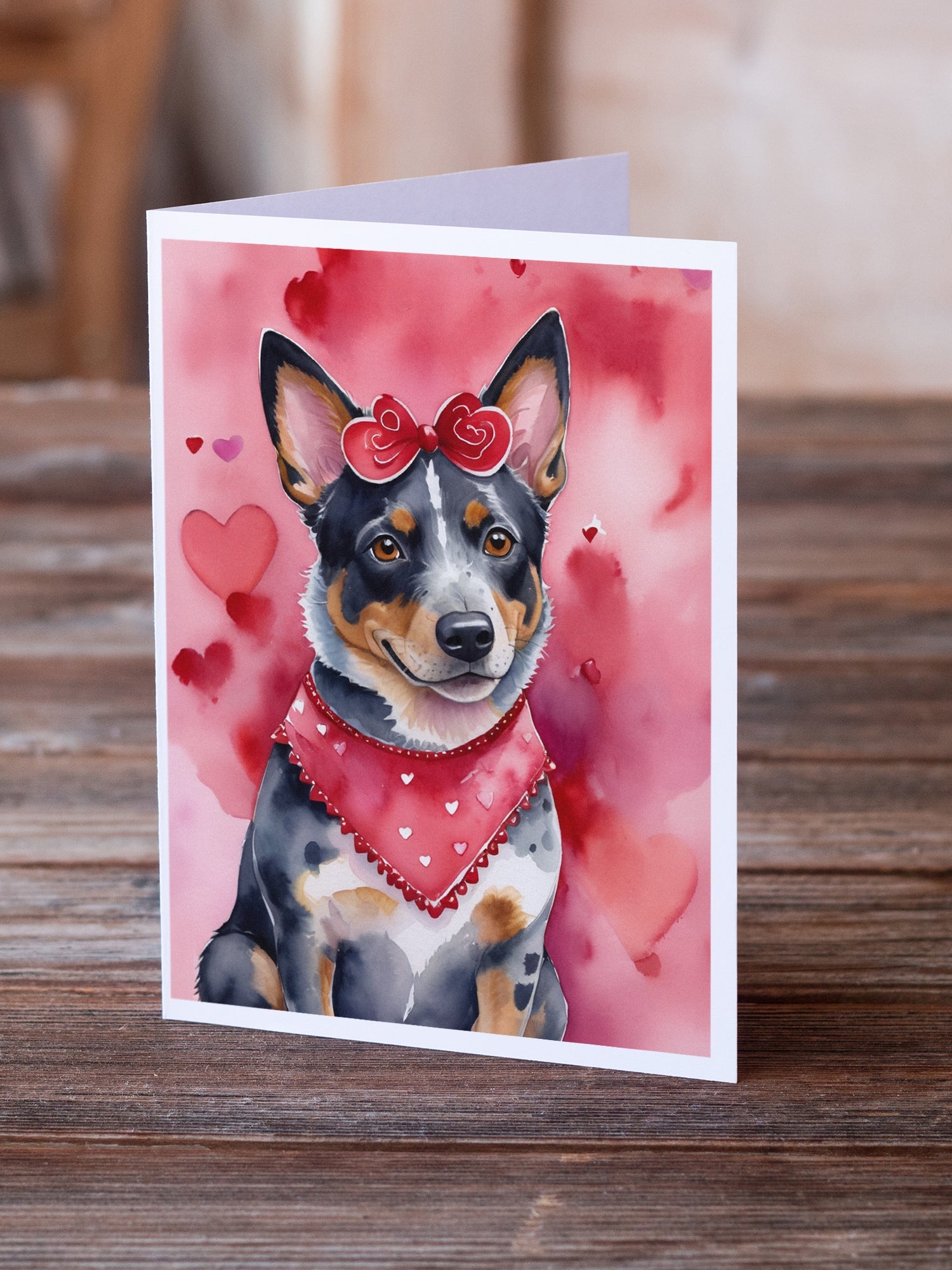 Australian Cattle Dog My Valentine Greeting Cards Pack of 8 Blank Cards with Envelopes Whimsical A7 Size 5x7
