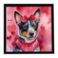 Australian Cattle Dog My Valentine Framed Metal Print Bathroom, Kitchen, Office, Home Decor Wall Art Ready to Hang, Square, 8X8
