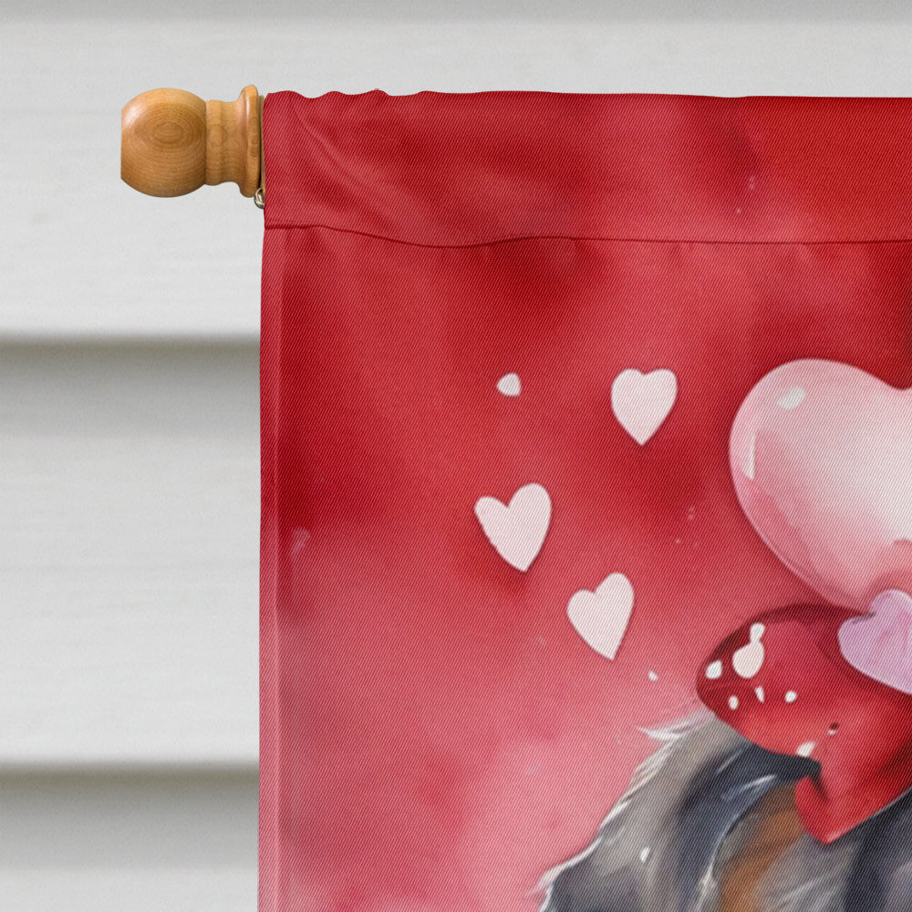 Australian Shepherd My Valentine House Flag 28x40 Porch Sleeve Pole Decorative Outside Yard Banner Artwork Wall Hanging, Polyester