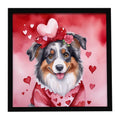 Australian Shepherd My Valentine Framed Metal Print Bathroom, Kitchen, Office, Home Decor Wall Art Ready to Hang, Square, 8X8