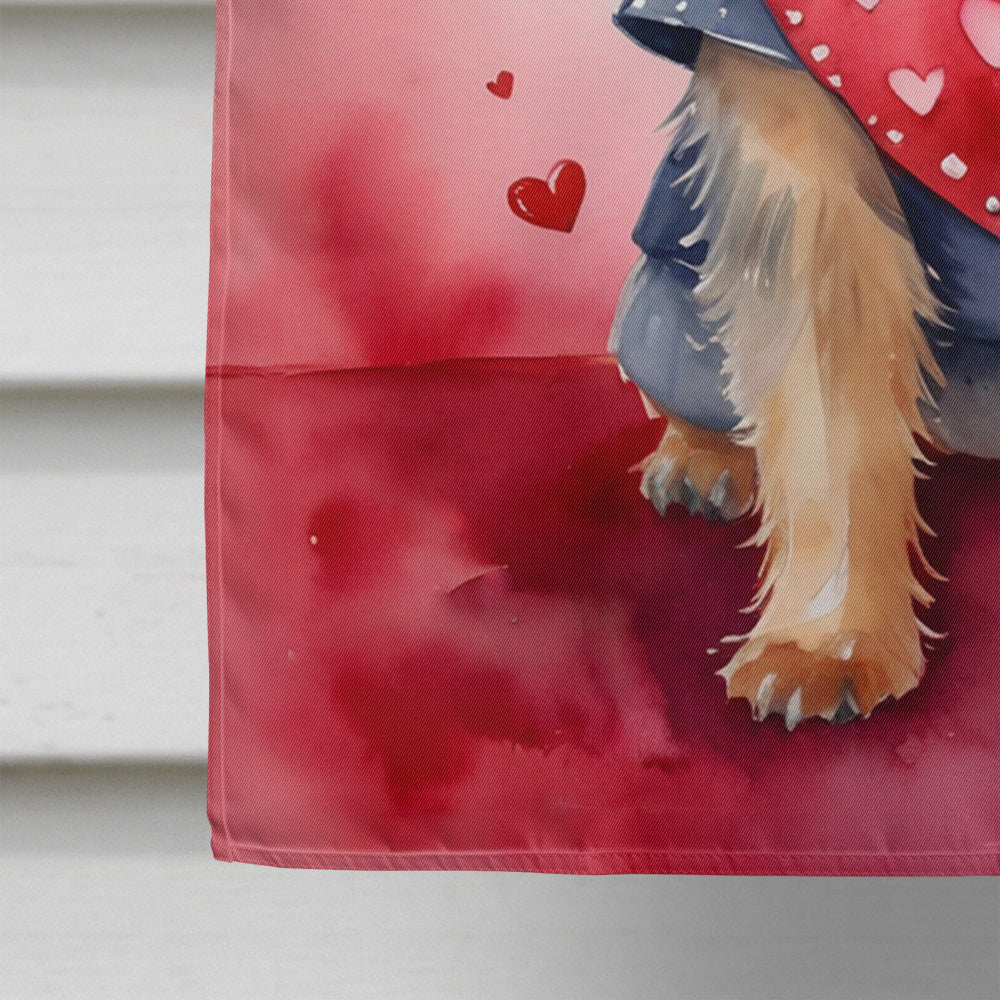 Australian Terrier My Valentine House Flag 28x40 Porch Sleeve Pole Decorative Outside Yard Banner Artwork Wall Hanging, Polyester