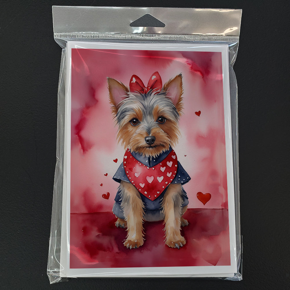 Australian Terrier My Valentine Greeting Cards Pack of 8 Blank Cards with Envelopes Whimsical A7 Size 5x7