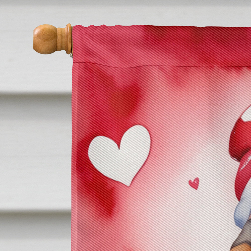 Basset Hound My Valentine House Flag 28x40 Porch Sleeve Pole Decorative Outside Yard Banner Artwork Wall Hanging, Polyester