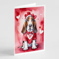 Basset Hound My Valentine Greeting Cards Pack of 8 Blank Cards with Envelopes Whimsical A7 Size 5x7