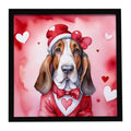 Basset Hound My Valentine Framed Metal Print Bathroom, Kitchen, Office, Home Decor Wall Art Ready to Hang, Square, 8X8