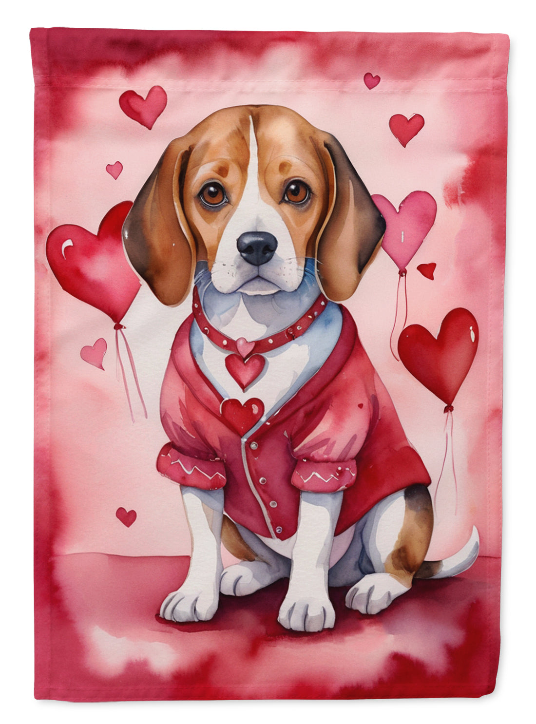 Beagle My Valentine House Flag 28x40 Porch Sleeve Pole Decorative Outside Yard Banner Artwork Wall Hanging, Polyester