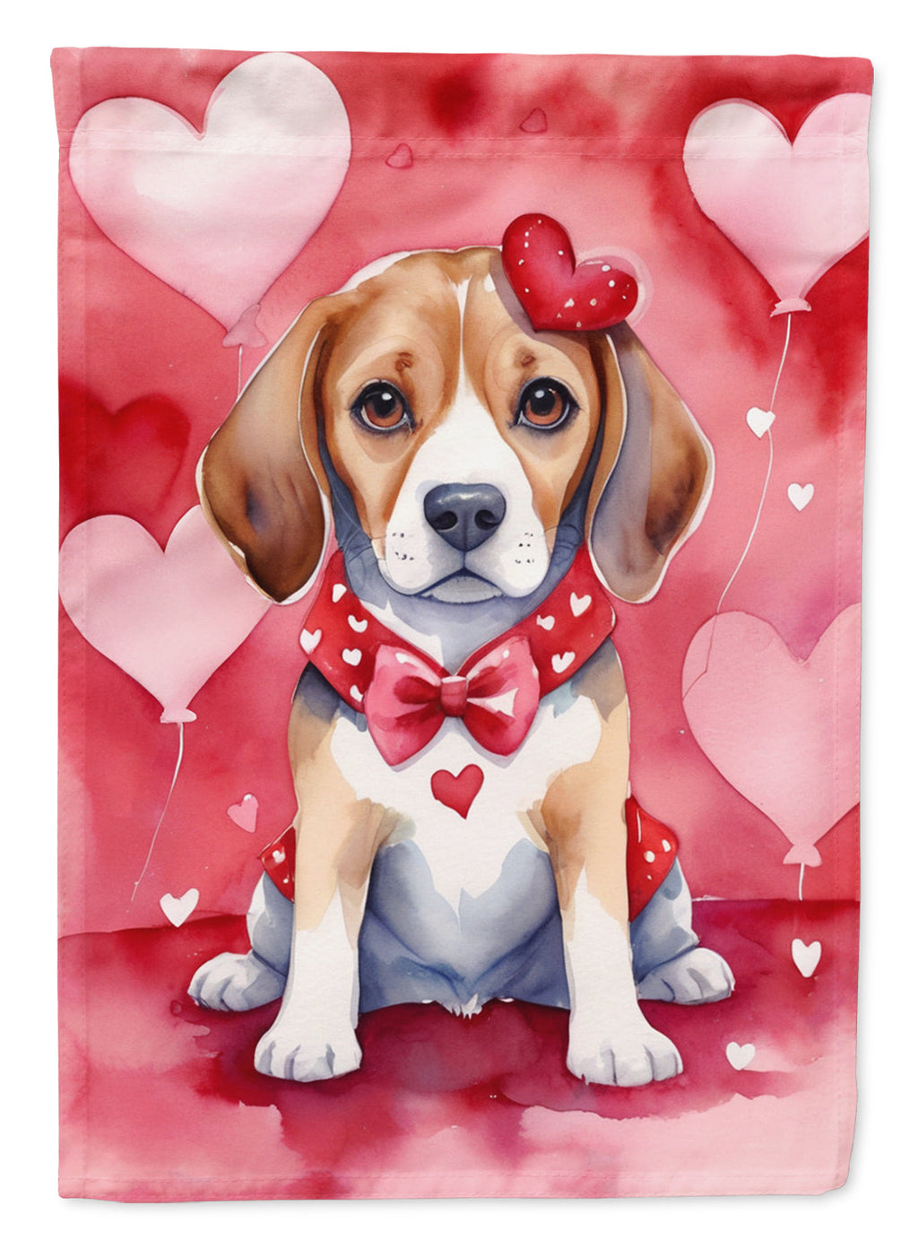 Beagle My Valentine House Flag 28x40 Porch Sleeve Pole Decorative Outside Yard Banner Artwork Wall Hanging, Polyester