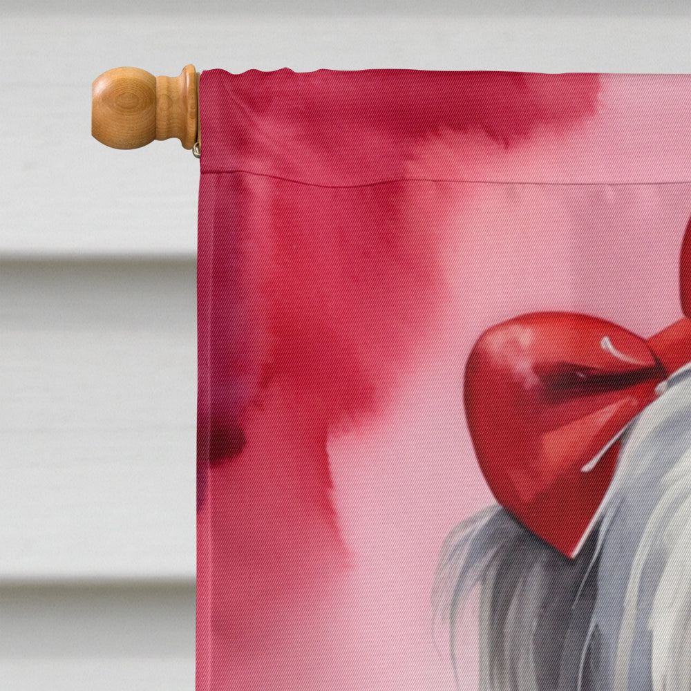 Bearded Collie My Valentine House Flag 28x40 Porch Sleeve Pole Decorative Outside Yard Banner Artwork Wall Hanging, Polyester