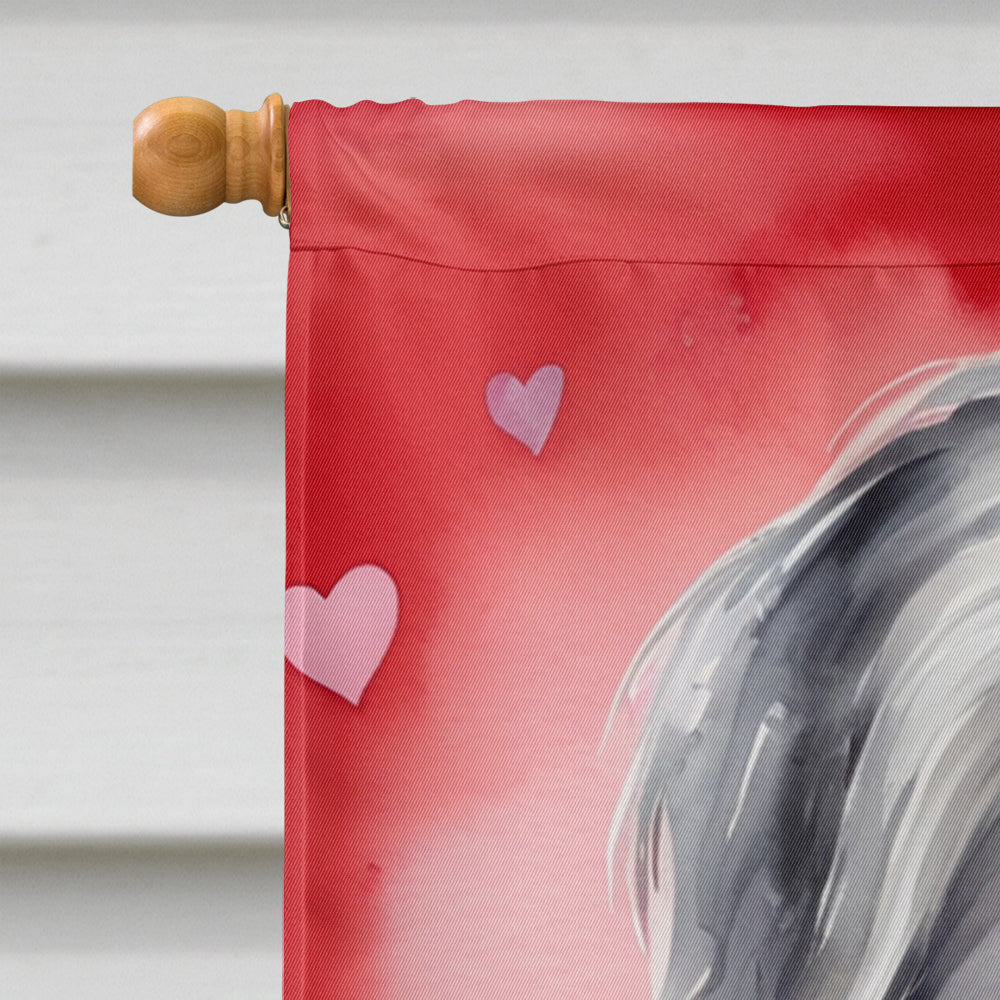Bearded Collie My Valentine House Flag 28x40 Porch Sleeve Pole Decorative Outside Yard Banner Artwork Wall Hanging, Polyester