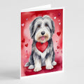 Bearded Collie My Valentine Greeting Cards Pack of 8 Blank Cards with Envelopes Whimsical A7 Size 5x7