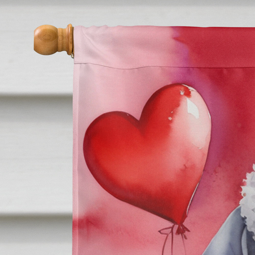 Bedlington Terrier My Valentine House Flag 28x40 Porch Sleeve Pole Decorative Outside Yard Banner Artwork Wall Hanging, Polyester