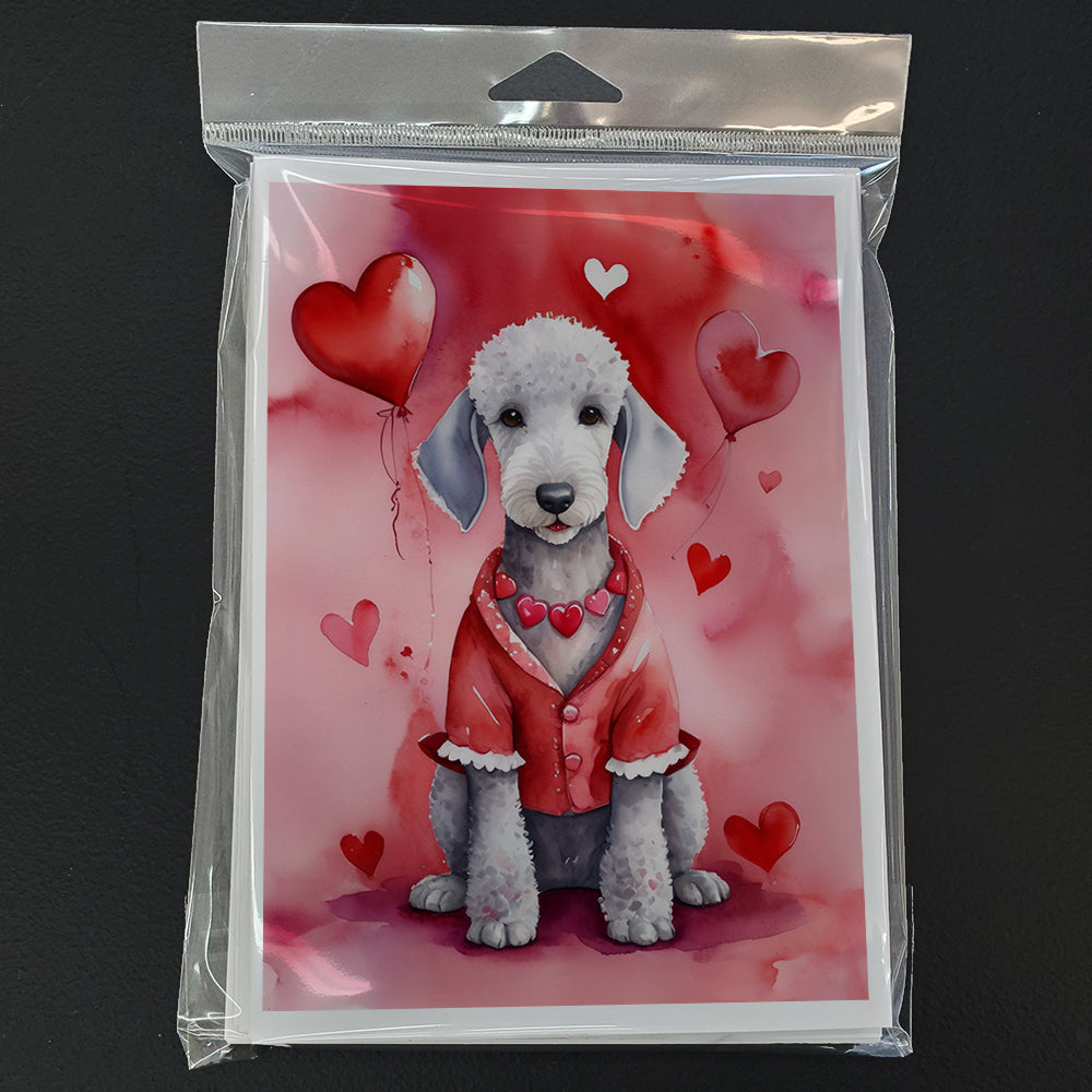 Bedlington Terrier My Valentine Greeting Cards Pack of 8 Blank Cards with Envelopes Whimsical A7 Size 5x7