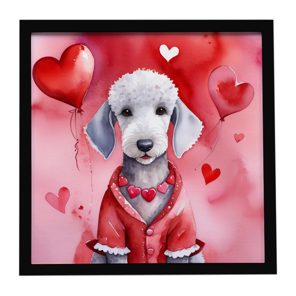 Bedlington Terrier My Valentine Framed Metal Print Bathroom, Kitchen, Office, Home Decor Wall Art Ready to Hang, Square, 8X8