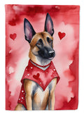Belgian Malinois My Valentine House Flag 28x40 Porch Sleeve Pole Decorative Outside Yard Banner Artwork Wall Hanging, Polyester