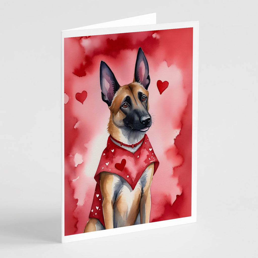 Belgian Malinois My Valentine Greeting Cards Pack of 8 Blank Cards with Envelopes Whimsical A7 Size 5x7