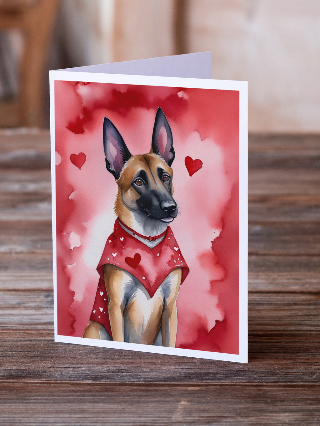 Belgian Malinois My Valentine Greeting Cards Pack of 8 Blank Cards with Envelopes Whimsical A7 Size 5x7