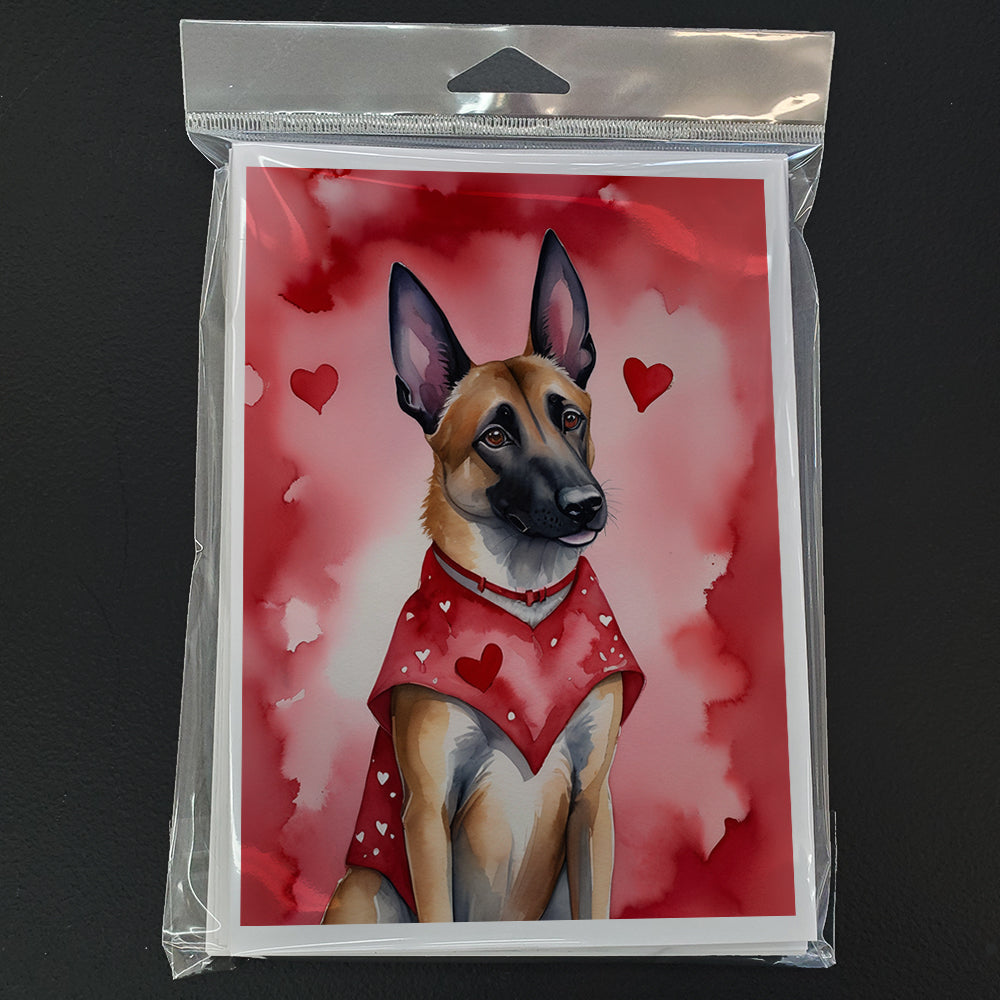Belgian Malinois My Valentine Greeting Cards Pack of 8 Blank Cards with Envelopes Whimsical A7 Size 5x7