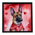 Belgian Malinois My Valentine Framed Metal Print Bathroom, Kitchen, Office, Home Decor Wall Art Ready to Hang, Square, 8X8