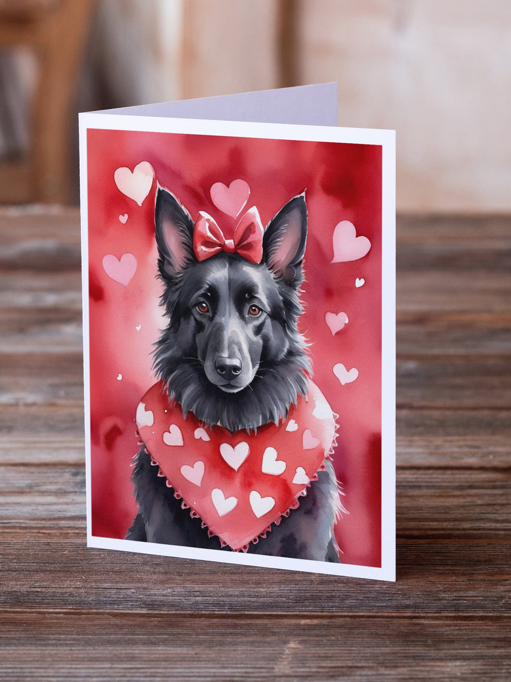 Belgian Sheepdog My Valentine Greeting Cards Pack of 8 Blank Cards with Envelopes Whimsical A7 Size 5x7