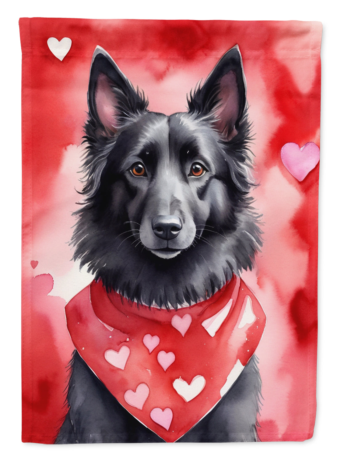 Belgian Sheepdog My Valentine House Flag 28x40 Porch Sleeve Pole Decorative Outside Yard Banner Artwork Wall Hanging, Polyester