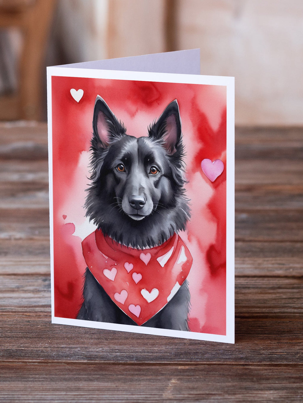 Belgian Sheepdog My Valentine Greeting Cards Pack of 8 Blank Cards with Envelopes Whimsical A7 Size 5x7
