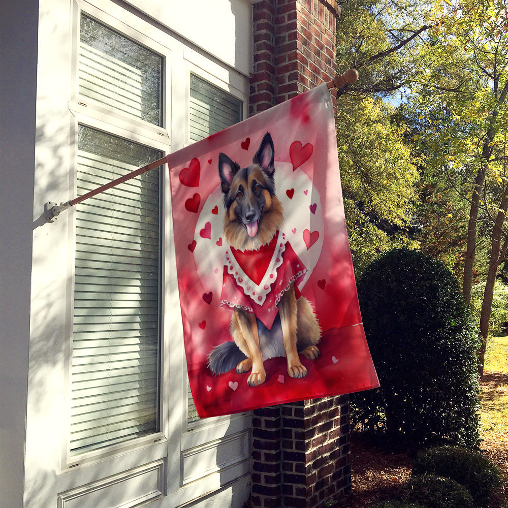 Belgian Tervuren My Valentine House Flag 28x40 Porch Sleeve Pole Decorative Outside Yard Banner Artwork Wall Hanging, Polyester