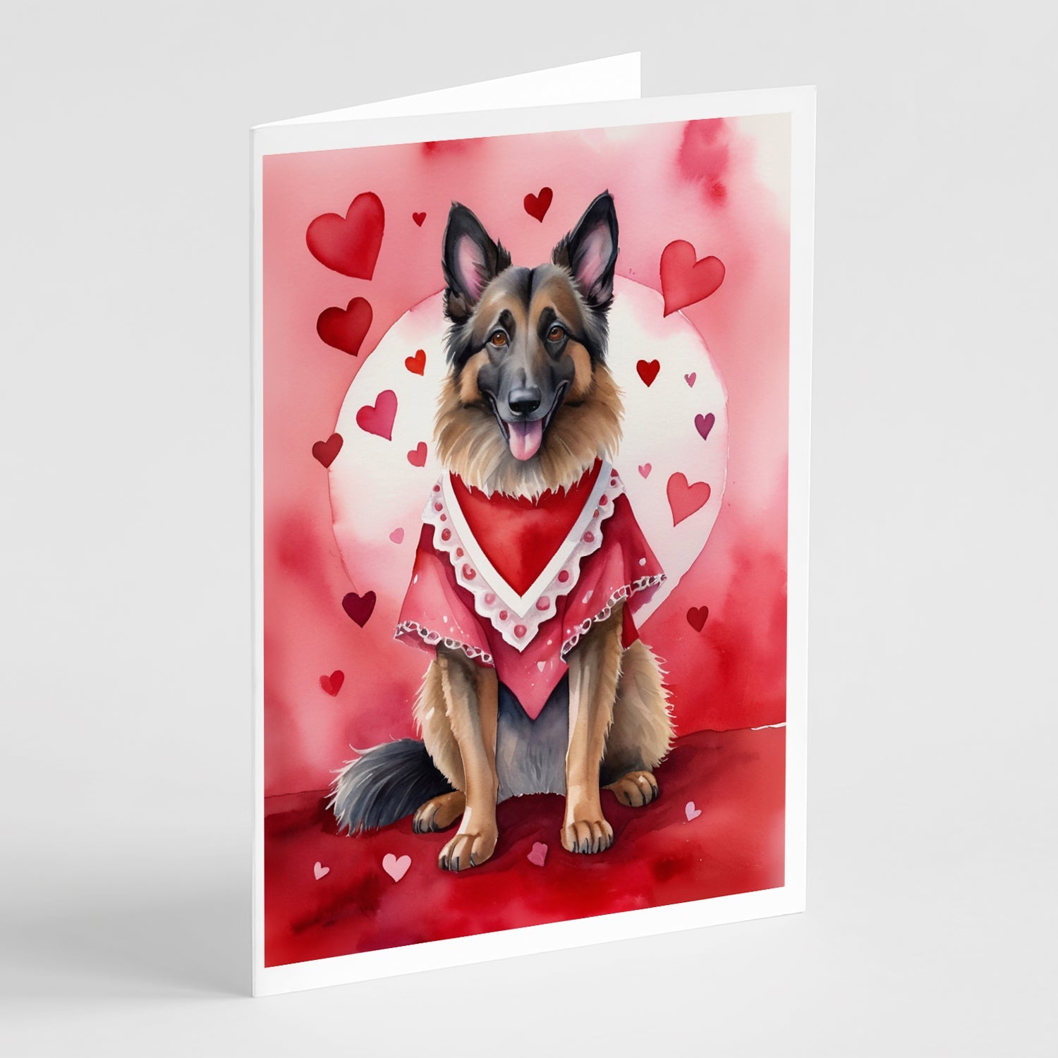 Belgian Tervuren My Valentine Greeting Cards Pack of 8 Blank Cards with Envelopes Whimsical A7 Size 5x7