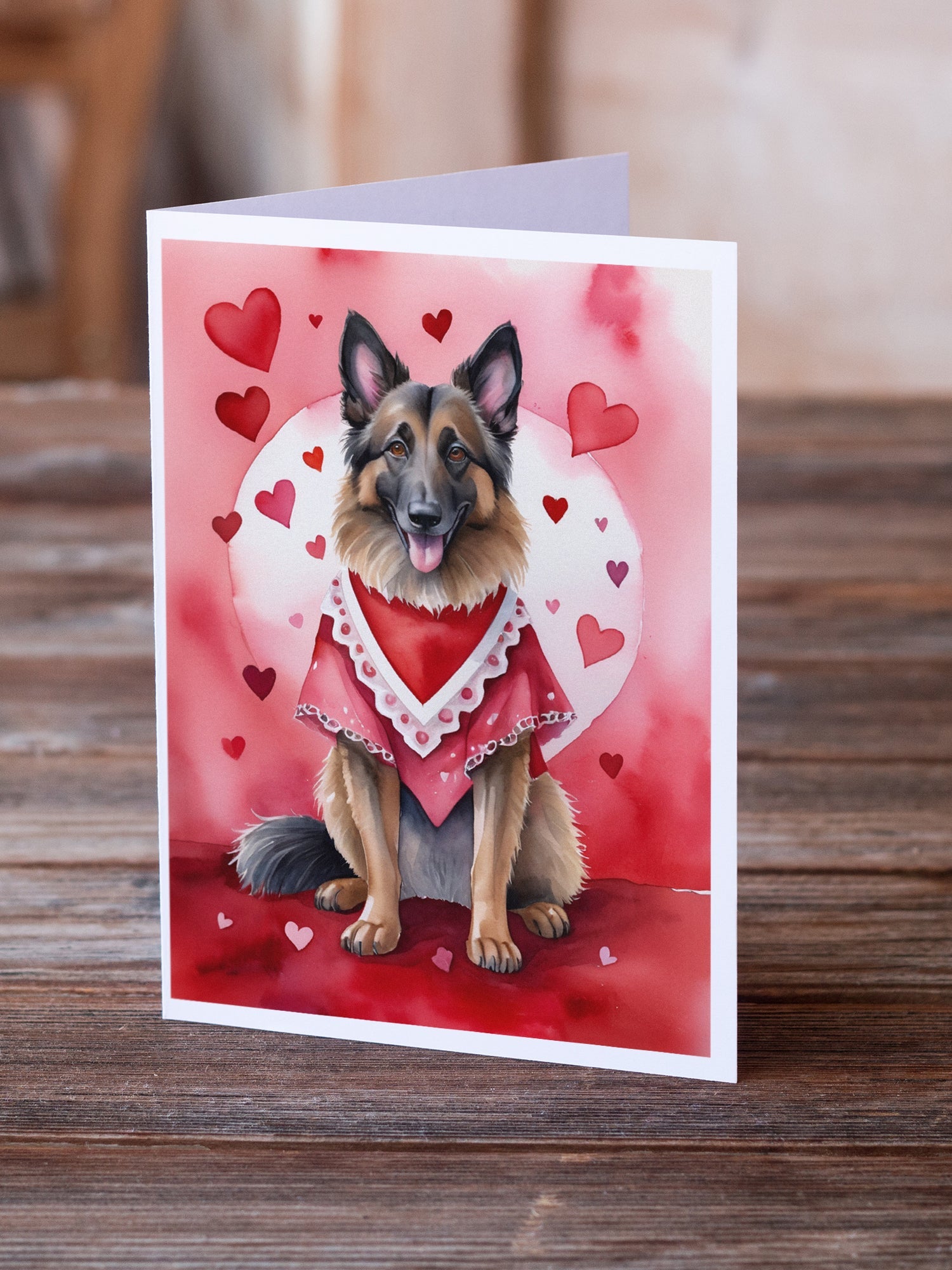 Belgian Tervuren My Valentine Greeting Cards Pack of 8 Blank Cards with Envelopes Whimsical A7 Size 5x7