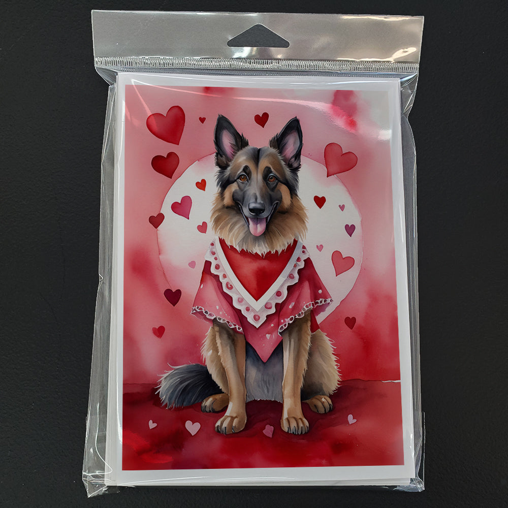 Belgian Tervuren My Valentine Greeting Cards Pack of 8 Blank Cards with Envelopes Whimsical A7 Size 5x7