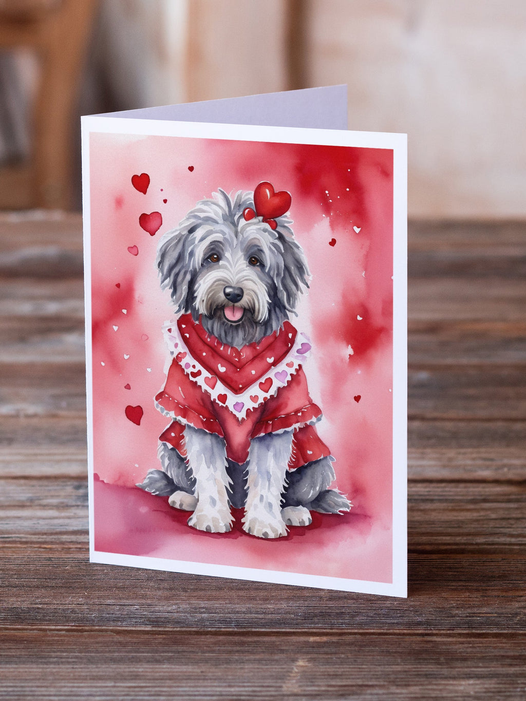 Bergamasco Sheepdog My Valentine Greeting Cards Pack of 8 Blank Cards with Envelopes Whimsical A7 Size 5x7