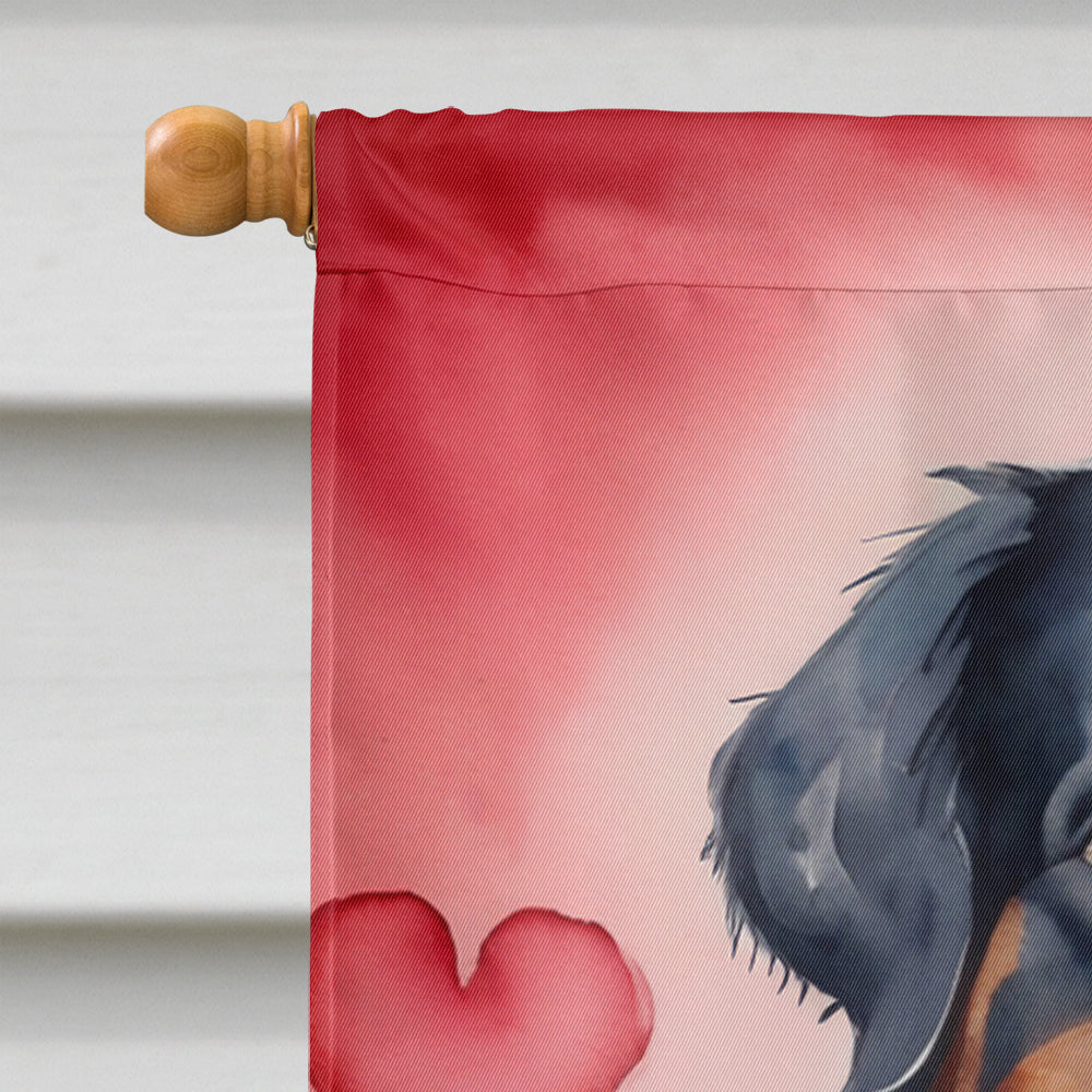 Bernese Mountain Dog My Valentine House Flag 28x40 Porch Sleeve Pole Decorative Outside Yard Banner Artwork Wall Hanging, Polyester