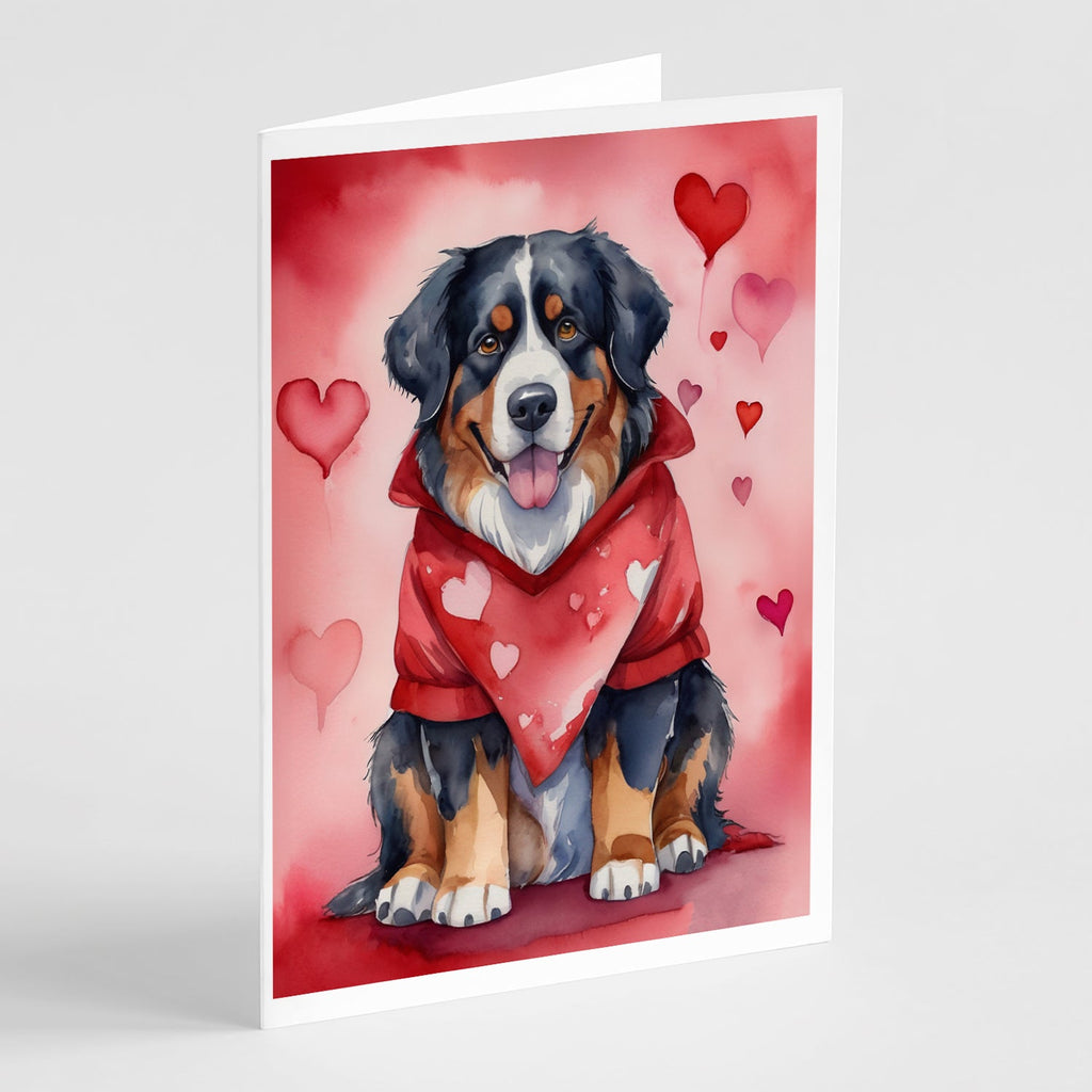 Bernese Mountain Dog My Valentine Greeting Cards Pack of 8 Blank Cards with Envelopes Whimsical A7 Size 5x7