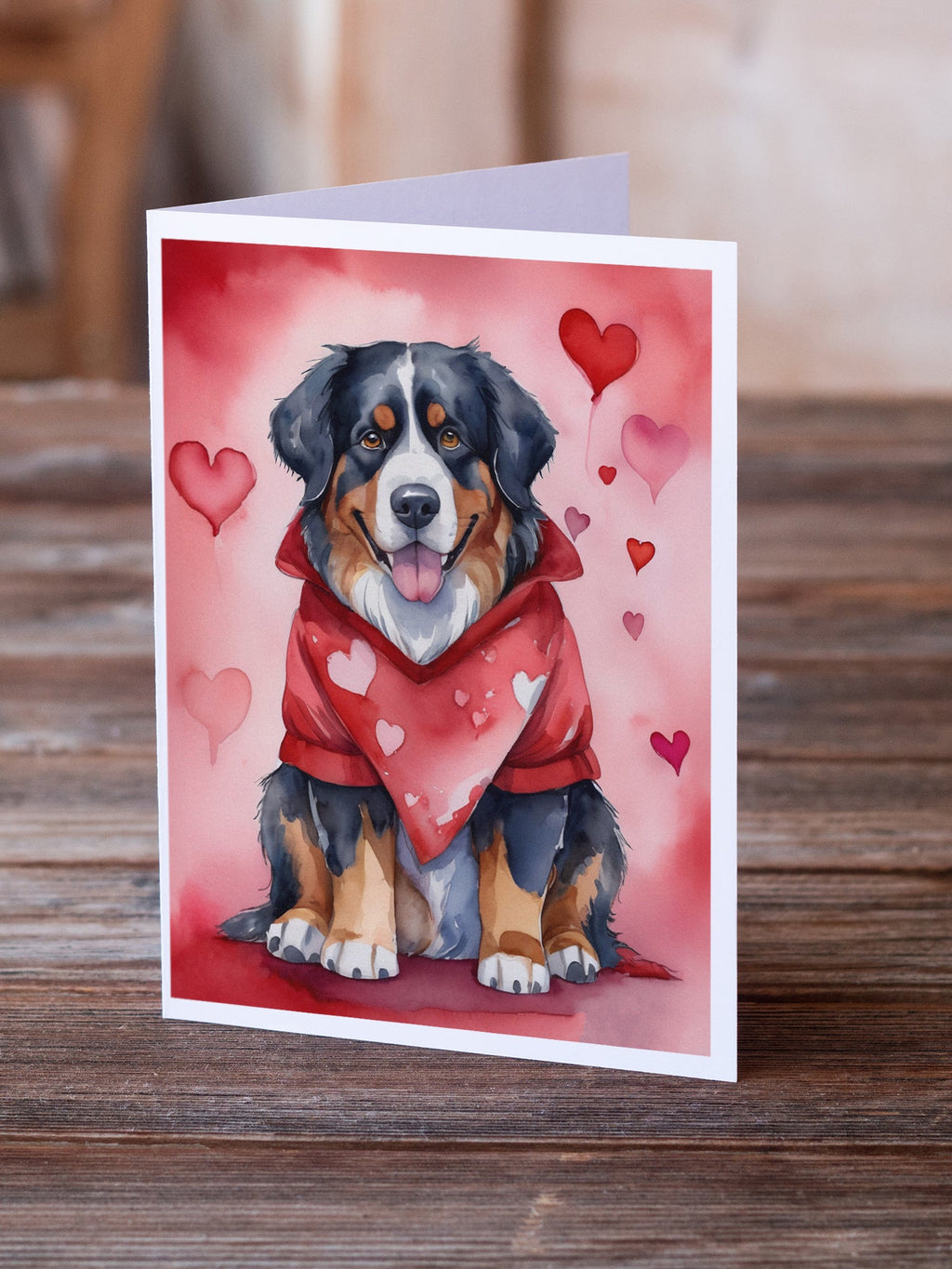 Bernese Mountain Dog My Valentine Greeting Cards Pack of 8 Blank Cards with Envelopes Whimsical A7 Size 5x7