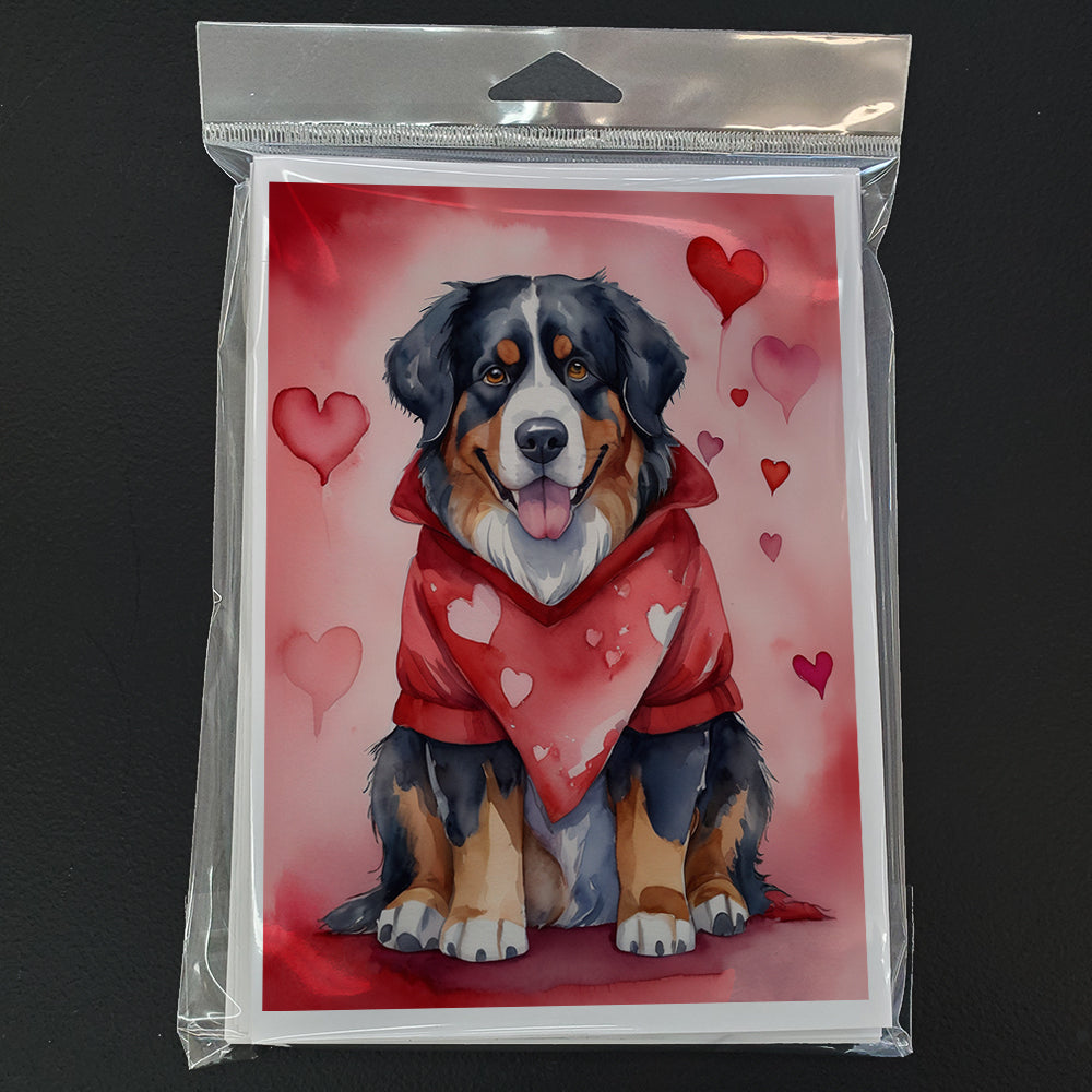 Bernese Mountain Dog My Valentine Greeting Cards Pack of 8 Blank Cards with Envelopes Whimsical A7 Size 5x7