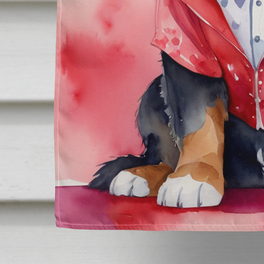 Bernese Mountain Dog My Valentine House Flag 28x40 Porch Sleeve Pole Decorative Outside Yard Banner Artwork Wall Hanging, Polyester