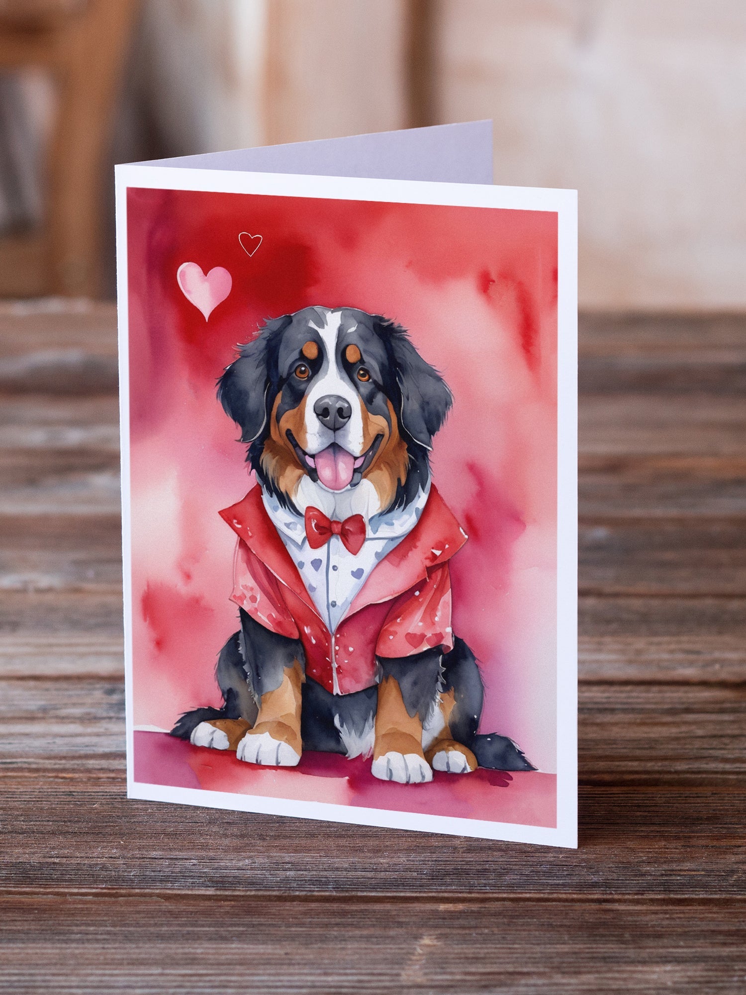 Bernese Mountain Dog My Valentine Greeting Cards Pack of 8 Blank Cards with Envelopes Whimsical A7 Size 5x7